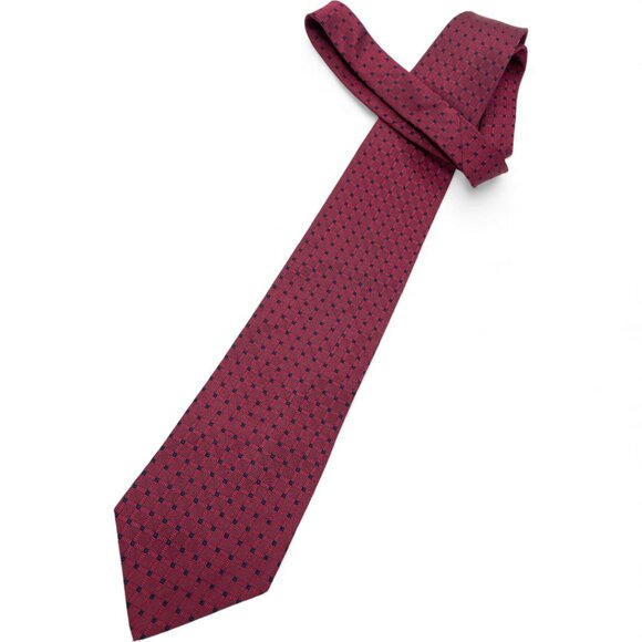 Nautica Silk Tie Burgundy Red Blue Geometric Cubes - Picture 2 of 6